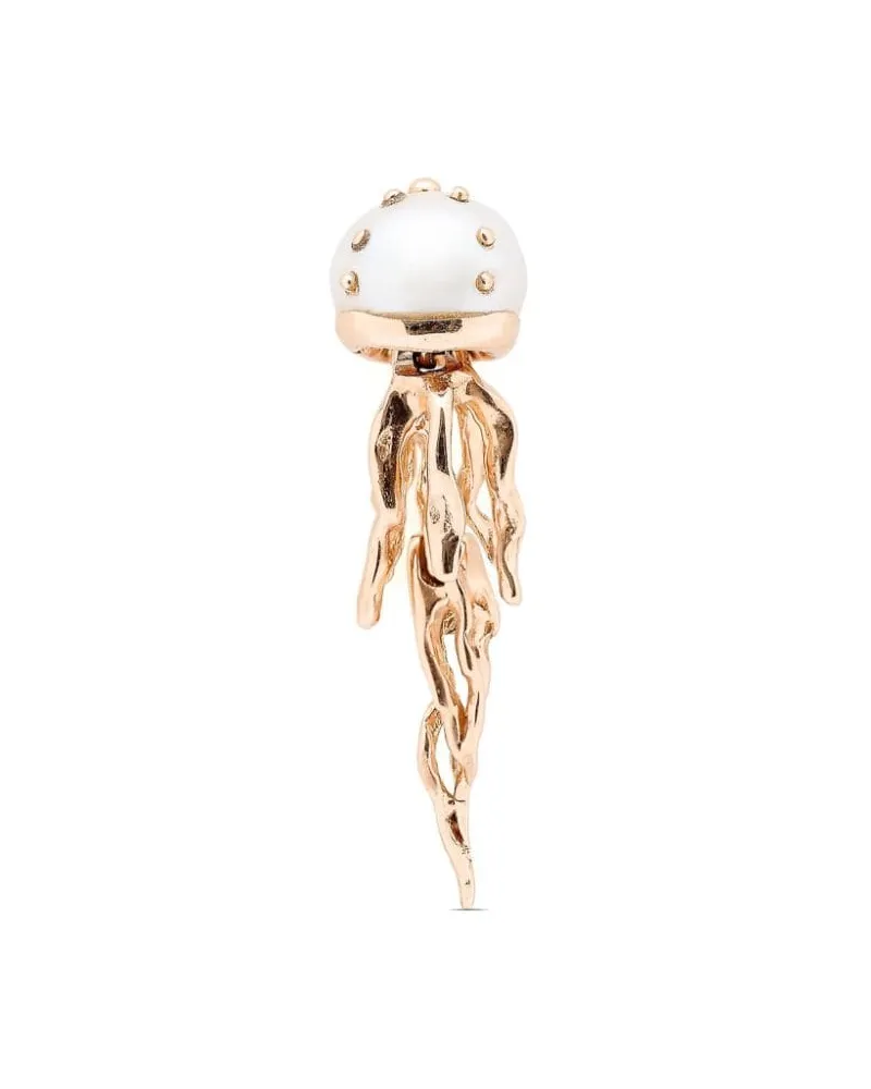 Bibi van der Velden 18kt Mini Jellyfish Rotgoldohrringe mit Perle - Rosa Rosa