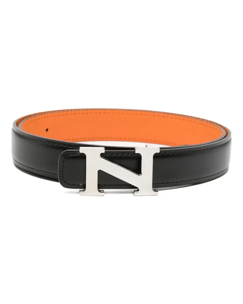 Neighborhood logo-detail leather belt - Schwarz Schwarz