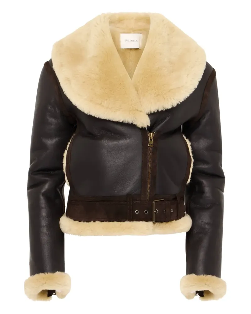 J.W.Anderson Lederjacke mit Shearling-Kragen - Braun Braun
