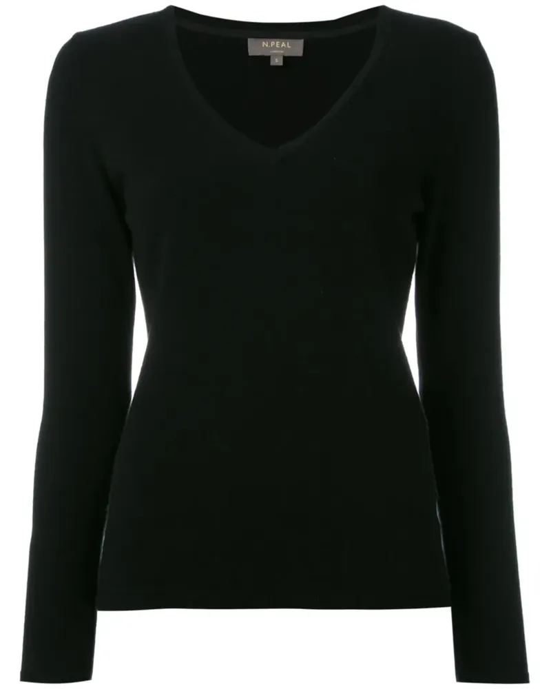 N.Peal Phoebe V Neck - Schwarz Schwarz