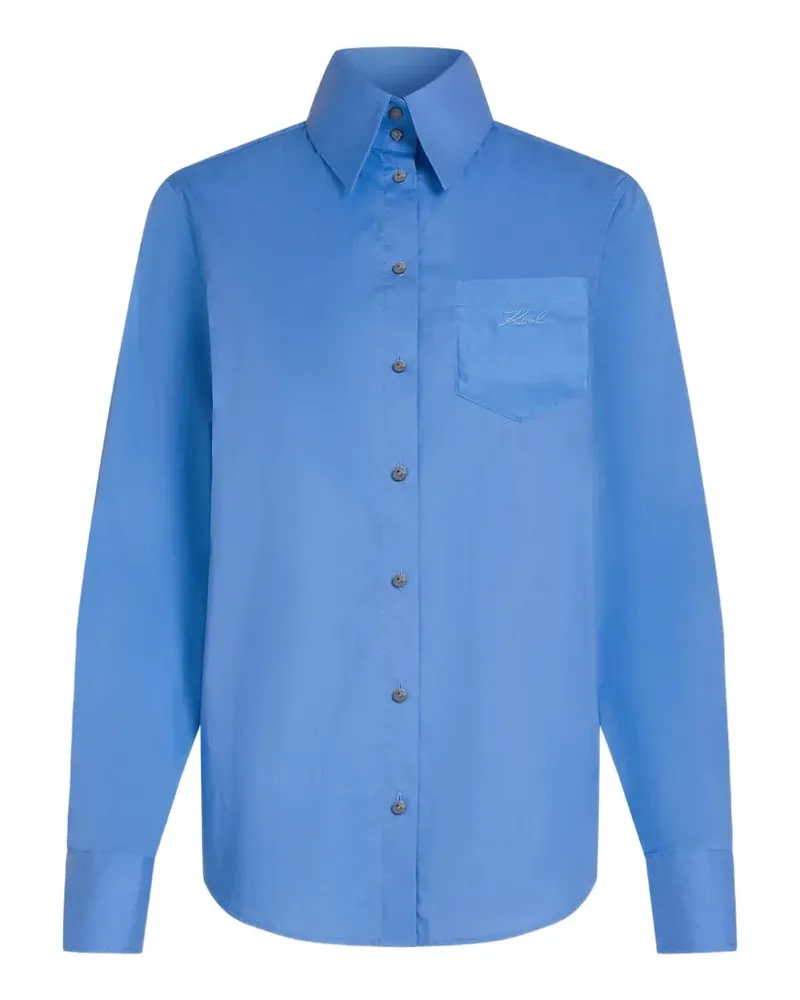 Karl Lagerfeld Hemd aus Popeline - Blau Blau