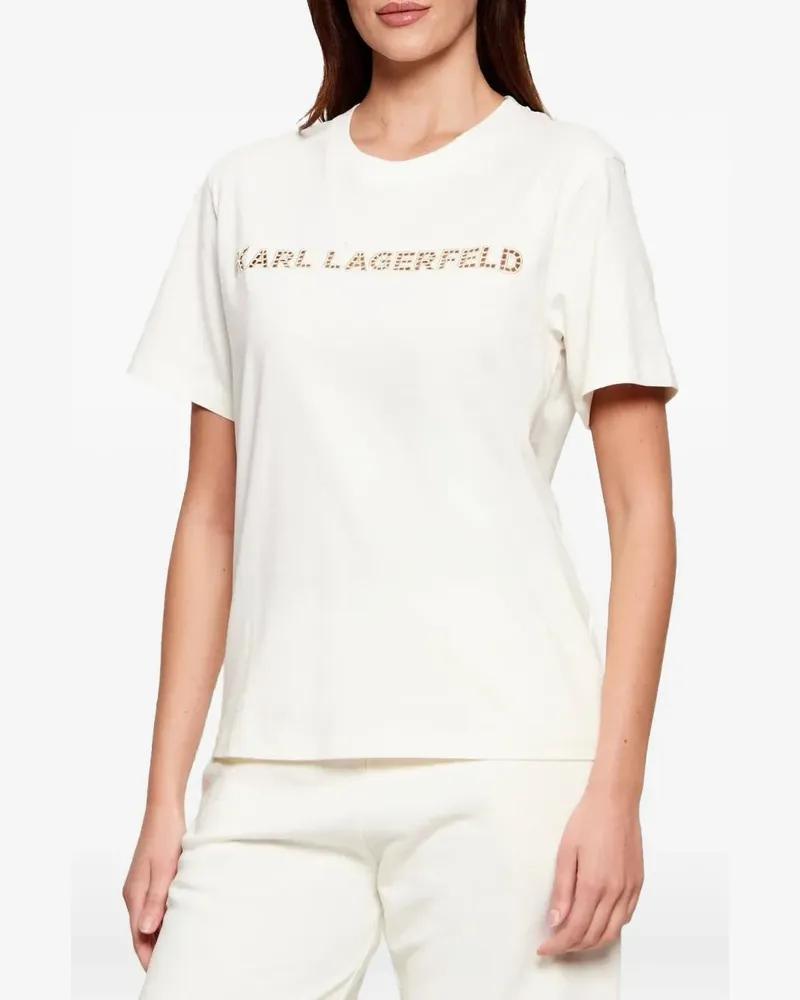 Karl Lagerfeld embroidery-detail T-shirt - Nude Nude