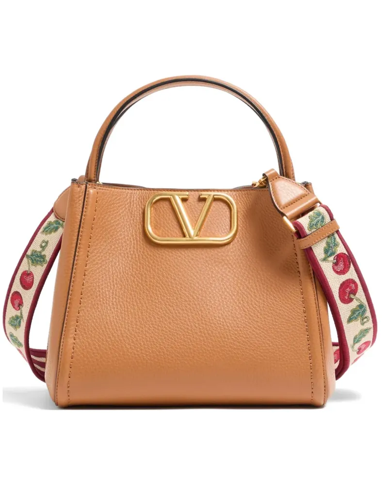 Valentino Garavani Mittelgroßer Alltime gekörnter VLogo Signature-Tote Bag - Braun Braun