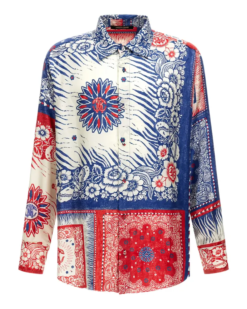 Roberto Cavalli Hemd aus Seide - Blau Blau