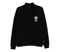 Sweatshirt mit Teddy-Print - Schwarz