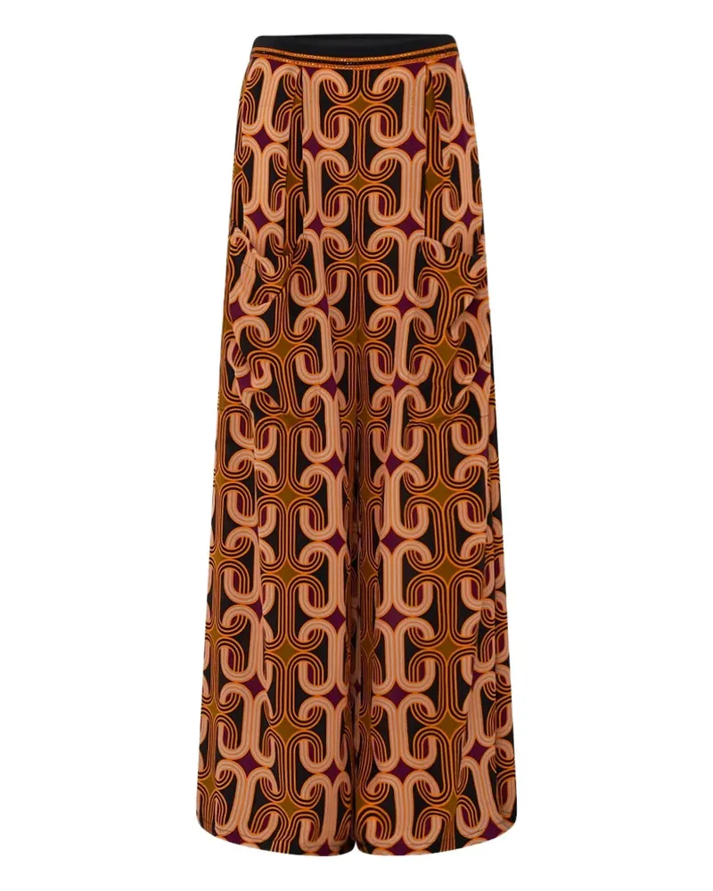 Camilla pattern silk trousers - Orange Orange