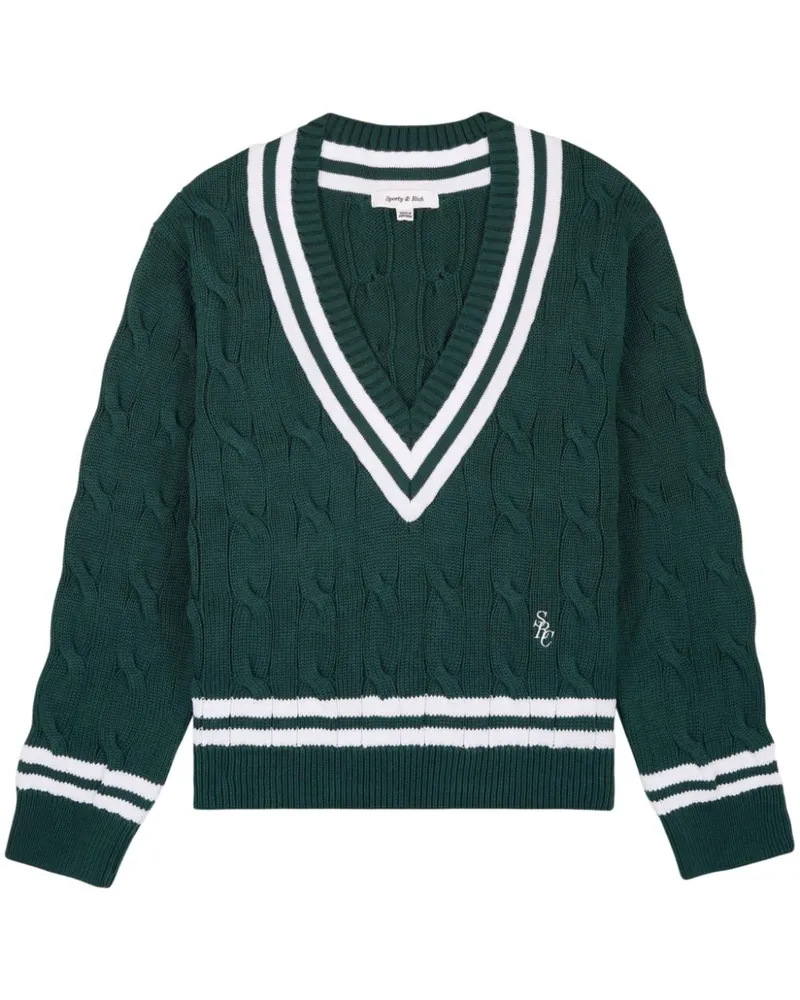 SPORTY & RICH Pullover mit Logo-Stickerei - Grün Grün