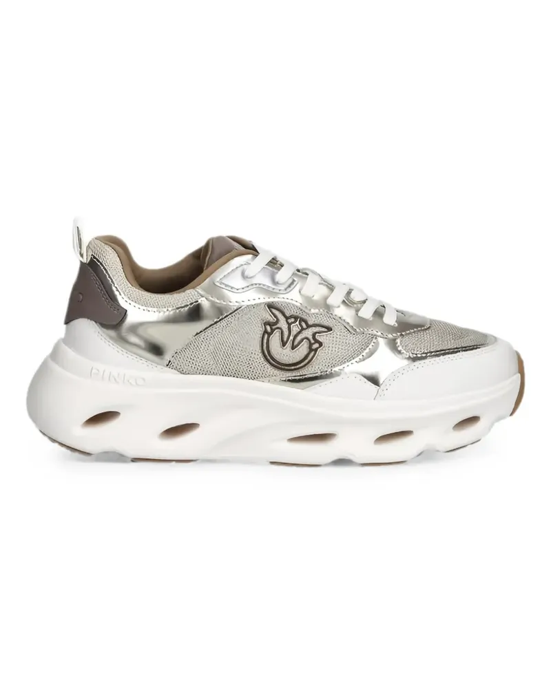 Pinko Love Birds Sneakers mit Spiegeleffekt - Weiß Weiß
