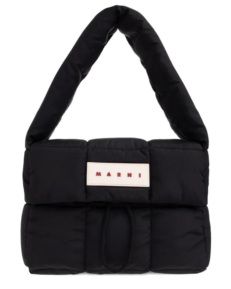 Marni Schultertasche mit Logo-Patch - Schwarz Schwarz