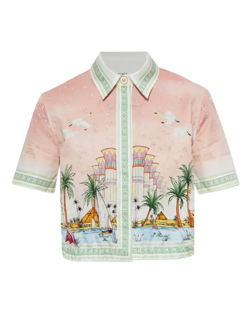 Casablanca Paris Cropped-Hemd mit Print - Rosa Rosa