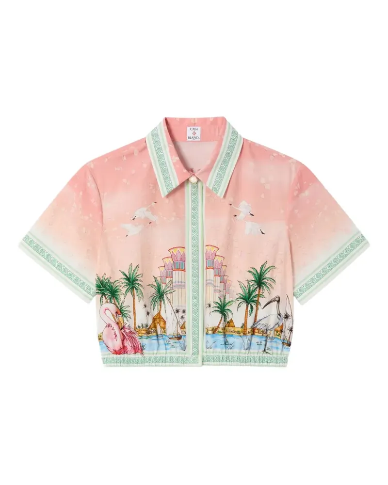 Casablanca Paris Cropped-Hemd mit Print - Rosa Rosa