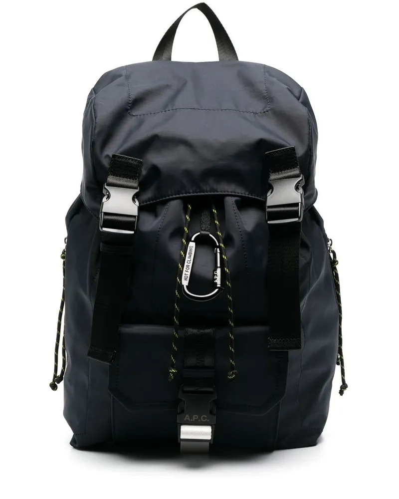 A.P.C. Rucksack mit Logo-Patch - Blau Blau