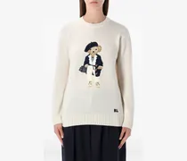 Pullover mit aufgesticktem Teddy - Nude