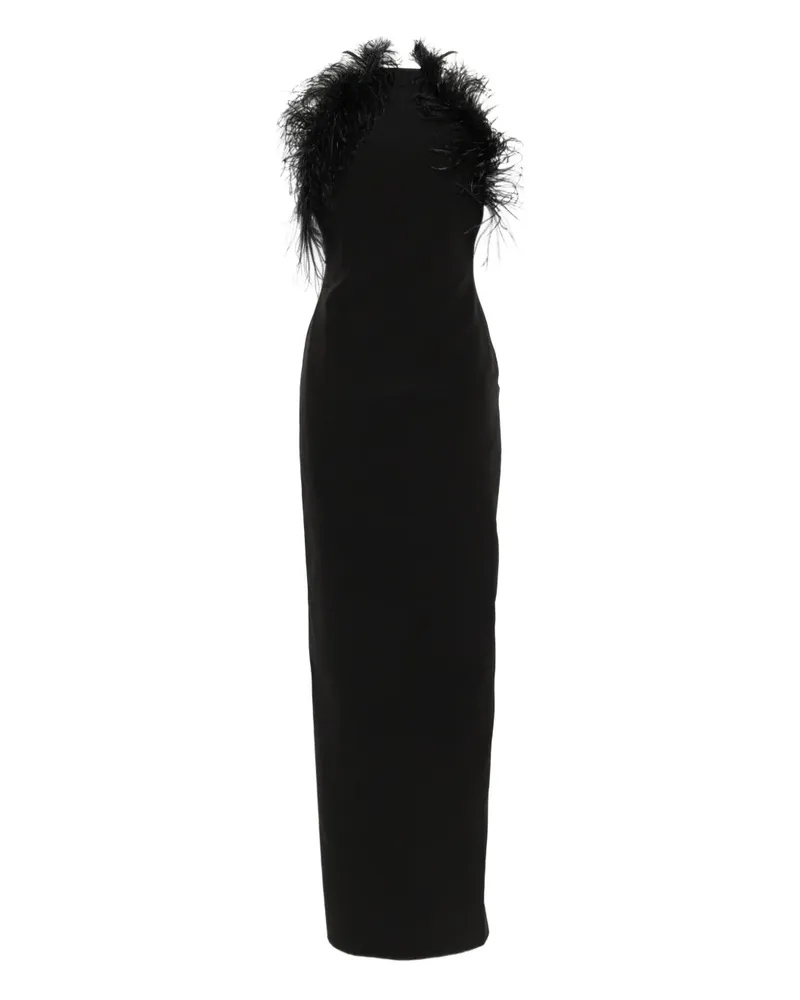 ATTICO Maxikleid mit Federbesatz - Schwarz Schwarz