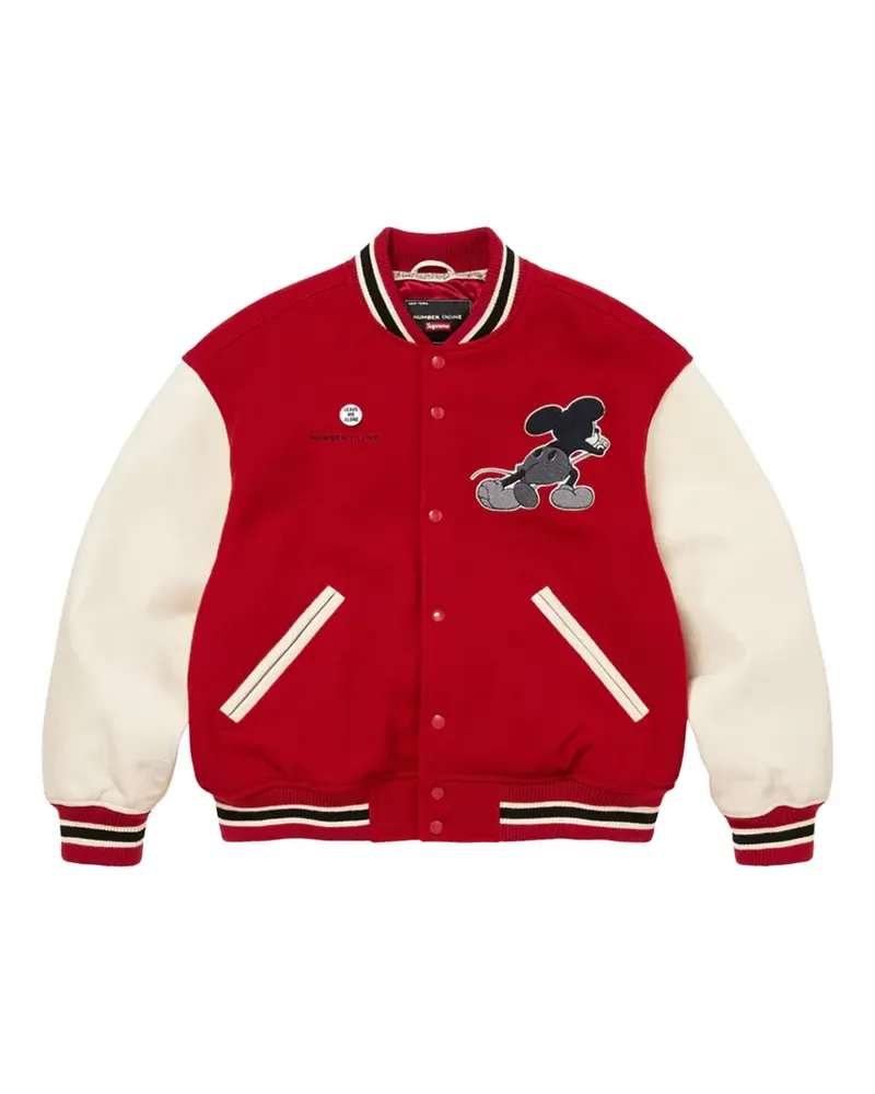 Supreme Being Mickey Collegejacke mit Applikation - Rot Rot