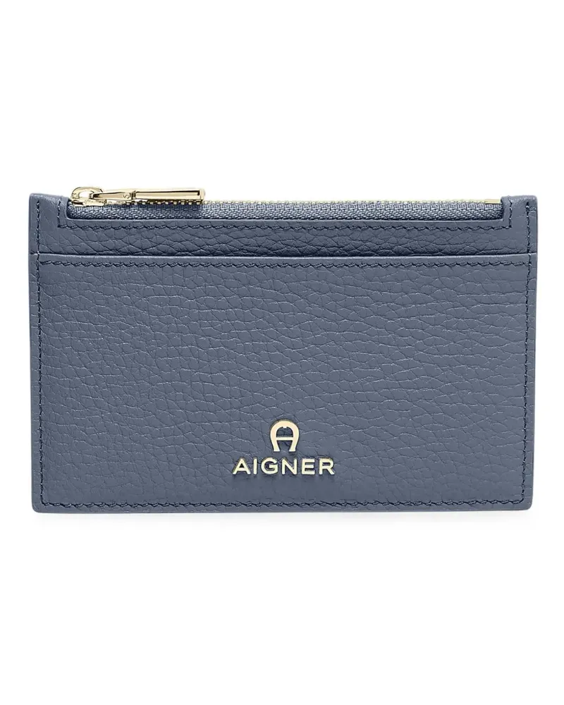 Aigner Ivy pebbled-texture card holder - Blau Blau
