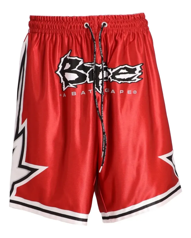 BAPE Wendbare Basketball-Shorts mit Flammen - Rot Rot