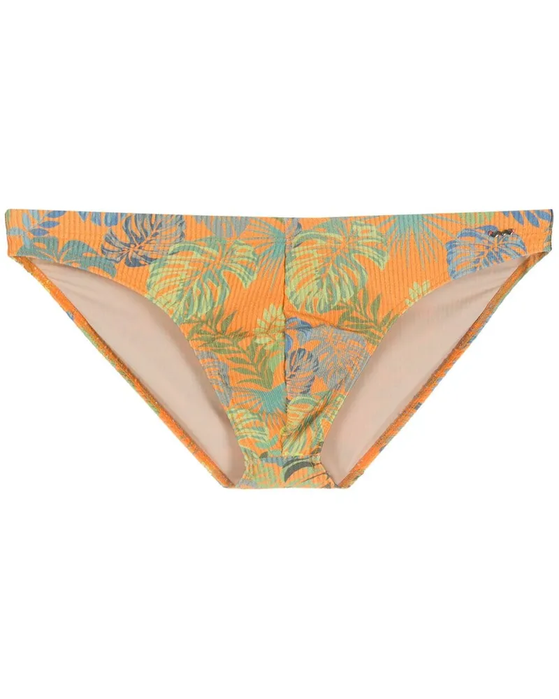 Amir Slama Badehose mit tropischem Print - Orange Orange