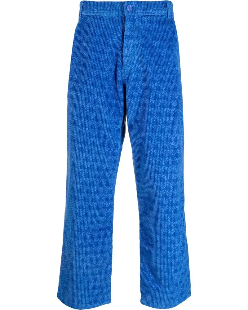 ERL Cordhose mit grafischem Print - Blau Blau