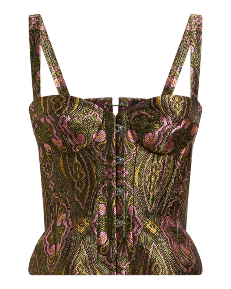 Etro Korsett-Top aus Jacquard mit Medaillon-Blumenmotiv - Grün Grün