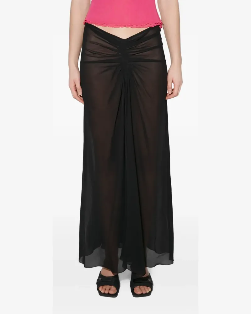 MISBHV ruching chiffon maxi skirt - Schwarz Schwarz