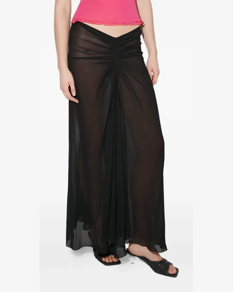 MISBHV ruching chiffon maxi skirt - Schwarz Schwarz