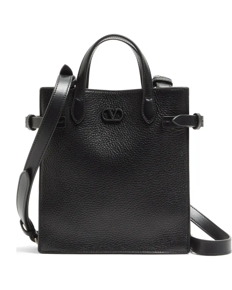 Valentino Garavani Antibes mittelgroße Shopping Bag aus genarbtem Leder - Schwarz Schwarz