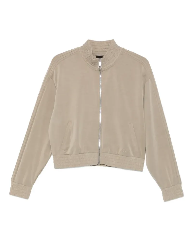 HUGO BOSS zip-fastening ribbed-trim sweatshirt - Nude Nude