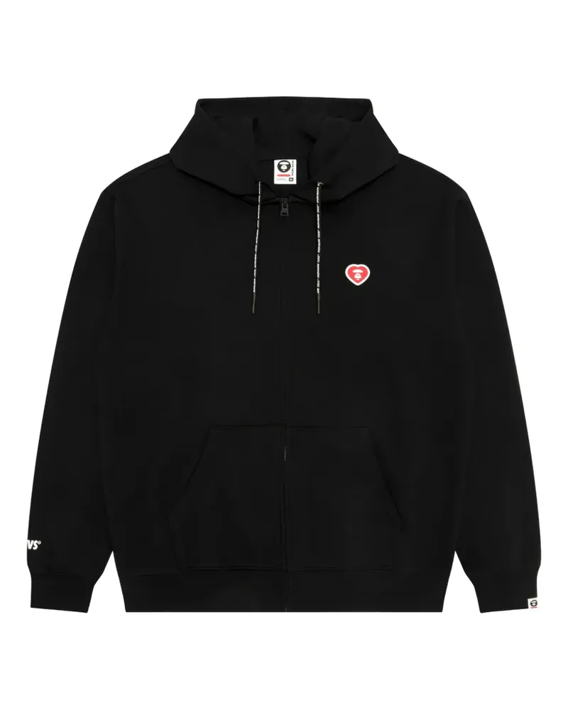 BAPE Kapuzenjacke mit Herzmotiv - Schwarz Schwarz
