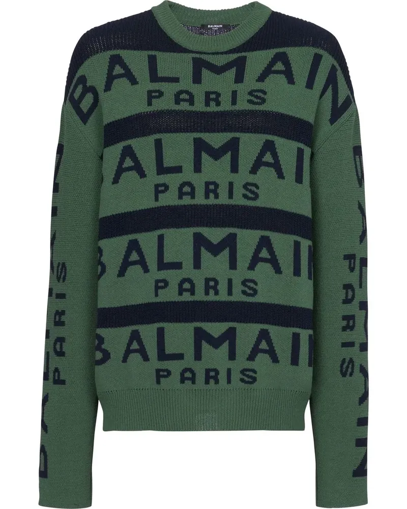Balmain Pullover mit Logo-Muster - Grün Grün