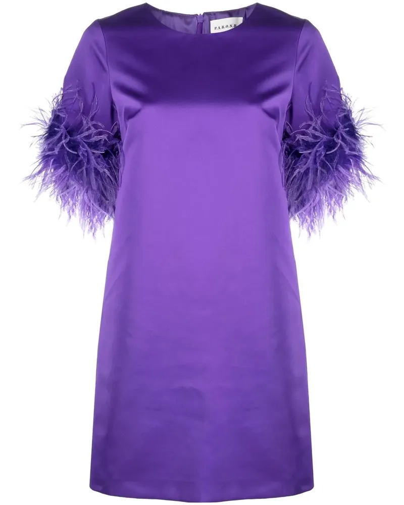 P.A.R.O.S.H. Kleid mit Federn - Violett Violett
