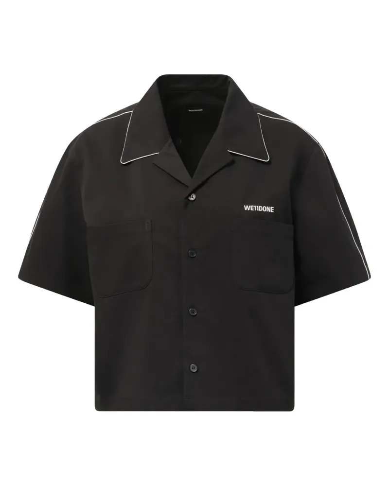 WE 11 DONE logo-embroidered piping-detail shirt - Schwarz Schwarz
