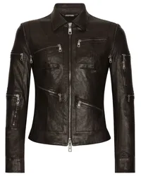 Dolce & Gabbana Bikerjacke aus Leder Schwarz