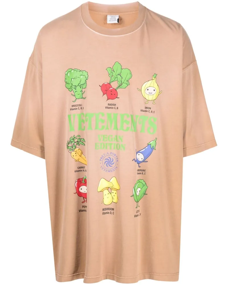 VETEMENTS Vegan T-Shirt mit Logo-Print - Braun Braun