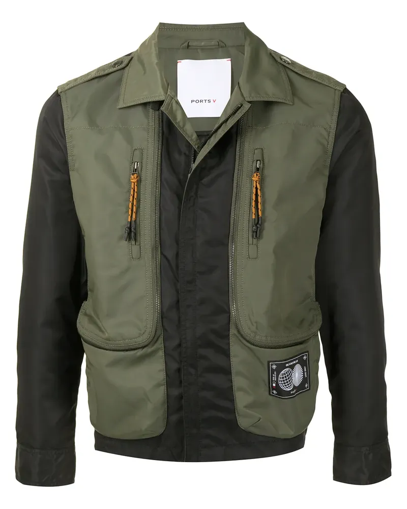 Ports V Bomberjacke mit Kontrasteinsätzen - Grün Grün