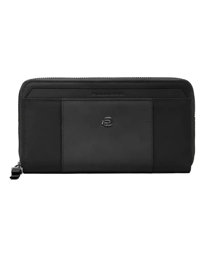 Piquadro zip-around wallet - Schwarz Schwarz