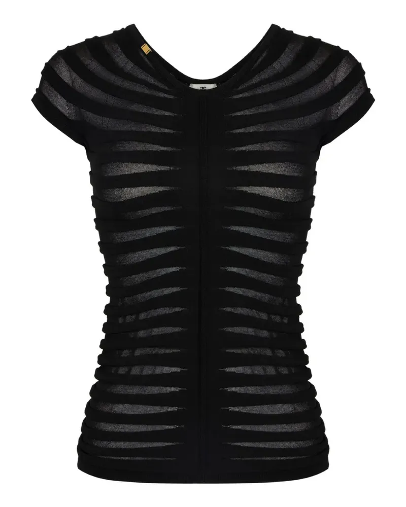 Elisabetta Franchi short-sleeve scoop-neck top - Schwarz Schwarz