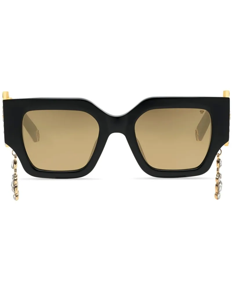 Philipp Plein Eckige Sonnenbrille - Schwarz Schwarz