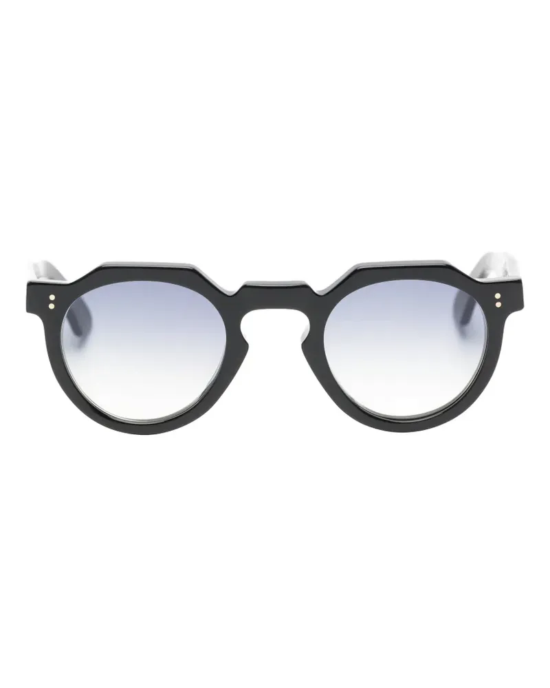 Lesca Geometrische Crown Panto Sonnenbrille - Schwarz Schwarz
