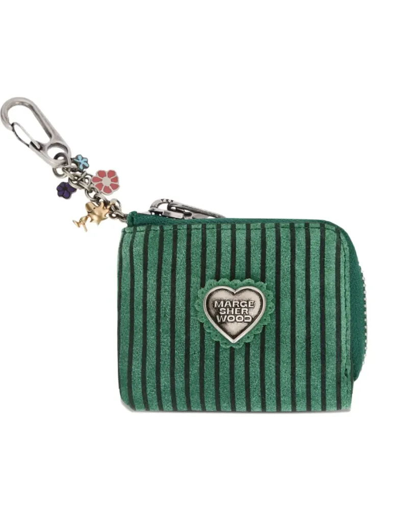 Marge Sherwood stripe-print heart-plaque coin purse - Grün Grün