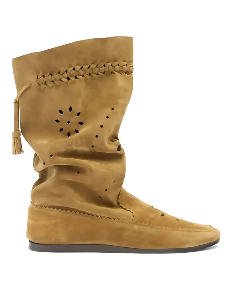 Isabel Marant Welky braid-detail laser-cut suede boots - Nude Nude