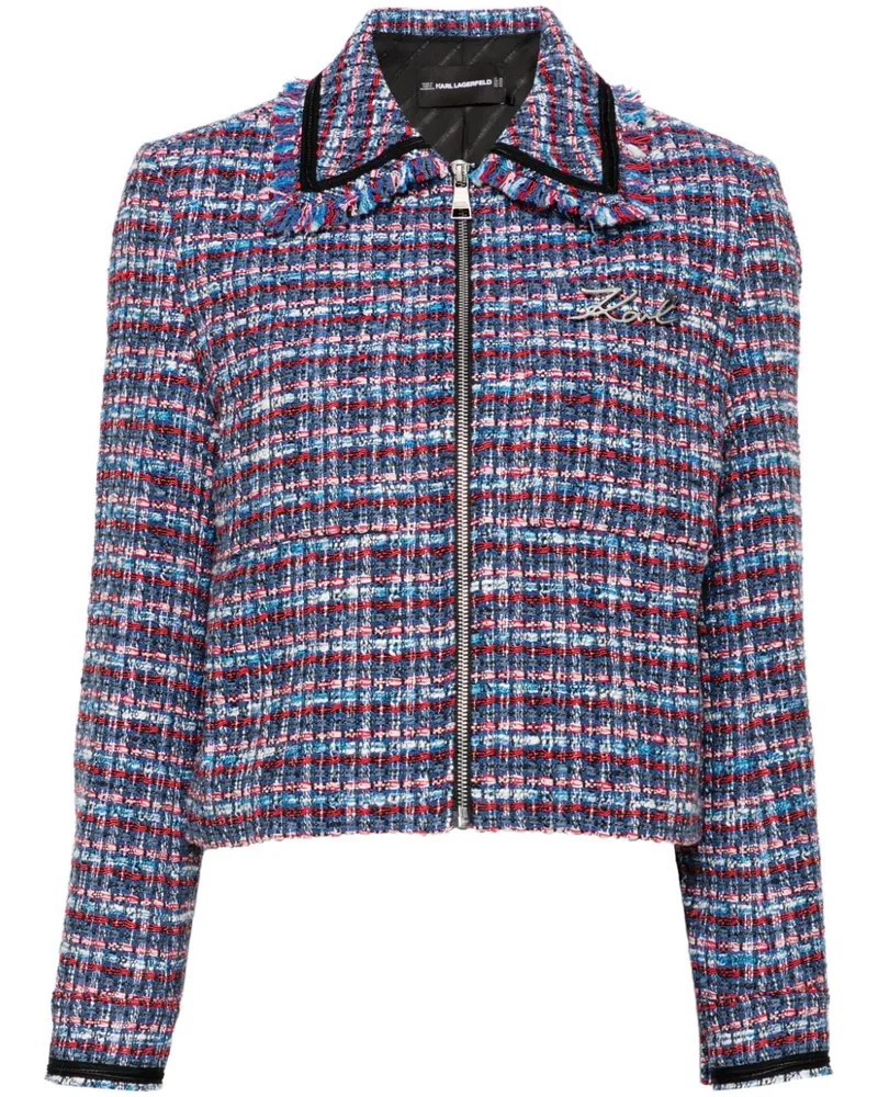 Karl Lagerfeld Bouclé-Jacke im Cropped-Design - Blau Blau