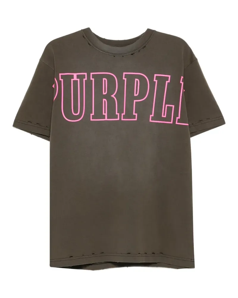 PURPLE BRAND T-Shirt im Distressed-Look - Schwarz Schwarz
