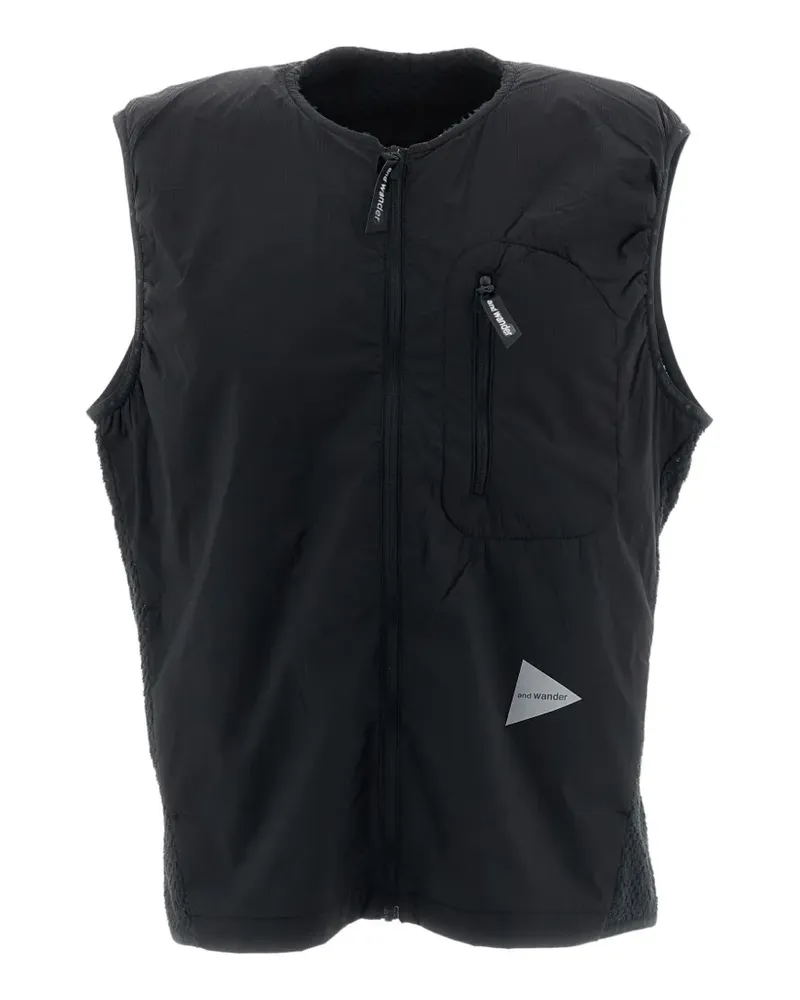 and wander Air Fleece reflective-logo gilet - Schwarz Schwarz