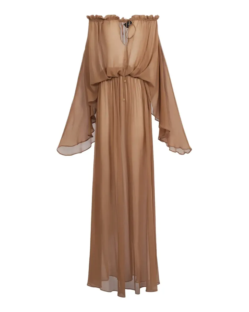 Taller Marmo Schulterfreies Ouarzazate Maxikleid aus Seide - Braun Braun