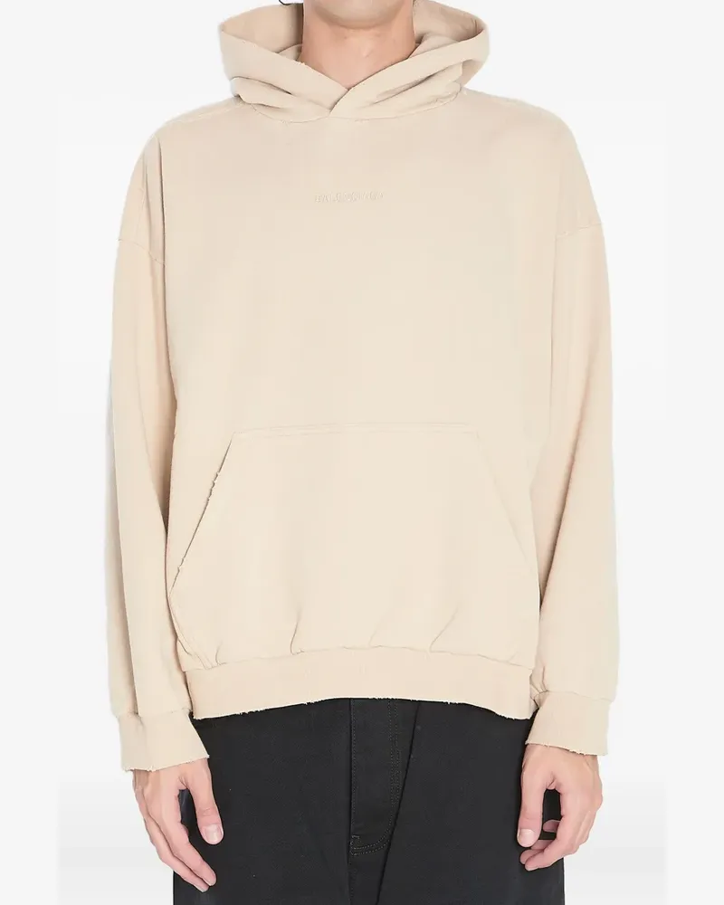 Balenciaga Hoodie aus Fleece mit Logo - Nude Nude