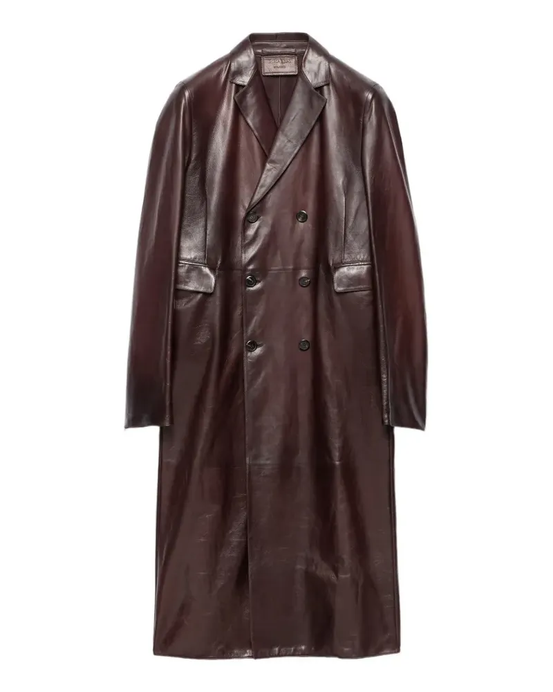 Prada double-breasted nappa leather coat - Braun Braun