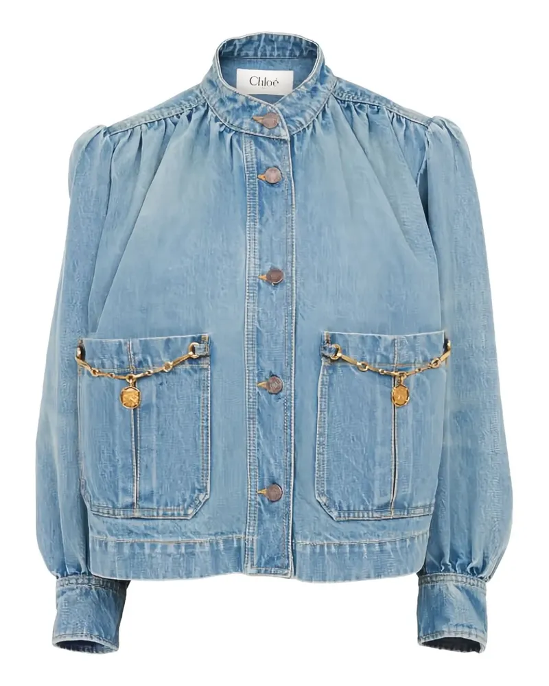 Chloé Geraffte Jeansjacke - Blau Blau