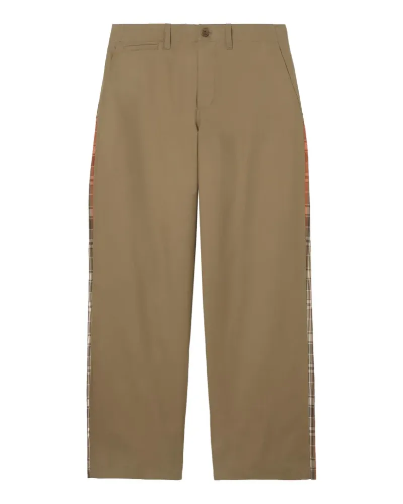 Burberry tropical gabardine and Check chinos - Nude Nude