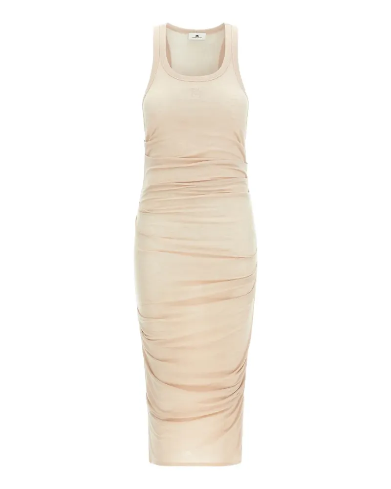 Elisabetta Franchi logo-embroidery draped midi dress - Nude Nude